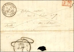 Càd T 14 FRESNAY-S-SARTHE (71) P.P. (R), Au Verso Taxe Tampon 2 (FL). 1843. - TB / SUP. - 1859-1959 Covers & Documents