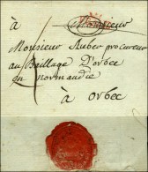 FRANC Couronné Rouge (21 Mm) Sur Lettre Sans Texte Adressée à Orbec, Au Verso Beau Cachet De... - Autres & Non Classés