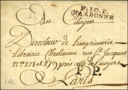 P.10.P. / NARBONNE Sur Lettre Avec Texte Pour Paris, à L'arrivée P.P. (sans Bonnet Phrygien). 1796. -... - Autres & Non Classés