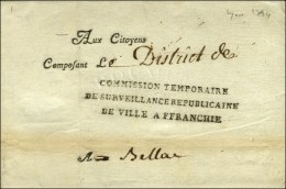 COMMISSION TEMPORAIRE / DE SURVEILLANCE REPUBLICAINE / DE VILLE AFFRANCHIE Sur Lettre Avec Texte Imprimé... - Autres & Non Classés