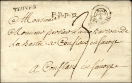 TROYES (L N° 12) + DE TROYES / PORT / PAYE (L N° 17) + P.P.P.P. (passage à Paris). 1785. (cote :... - 1701-1800: Précurseurs XVIII