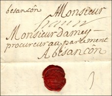 Lettre Avec Texte Daté De Dijon Le 28 Juin 1730 Pour Besançon. Au Recto, Mention '' Franc '' Et Au... - 1701-1800: Précurseurs XVIII