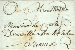 Lettre Avec Texte Daté '' Au Château Des Moutiers '' Pour Rennes Remise à La Petite Poste Au... - 1701-1800: Précurseurs XVIII