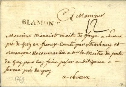 BLAMONT Sur Lettre Avec Texte Daté Le 1er Avril 1769. - TB / SUP. - 1701-1800: Precursors XVIII