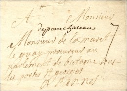 'Depom Chateau' Sur Lettre Avec Texte Daté De 'Crossac'. 1743. (cote : 450). - TB / SUP. - 1701-1800: Precursores XVIII