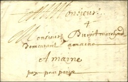 '' Paye Pour Paris '' Sur Lettre Avec Texte Daté D'Orléans '' Ce 14 9bre 16...''. - TB. - ....-1700: Precursors