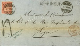 Càd GENEVE / Suisse 10c Sur Lettre Insuffisamment Affranchie Pour Lyon, Taxe Tampon 4 Et Càd Rouge... - Other & Unclassified