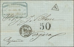 Càd T 18 MARSEILLE / BCHES-DU-RHÔNE Sur Lettre Non Affranchie Pour L'Espagne, Taxe Tampon 50. 1876. -... - Otros & Sin Clasificación