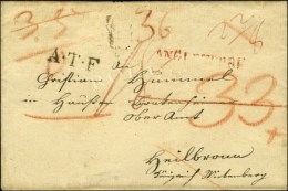 Marque Postale Rouge ANGLETERRE Sur Lettre Pour Le Wurtenberg. Au Recto, Griffe A.T.F. (Angleterre Transit France).... - Other & Unclassified