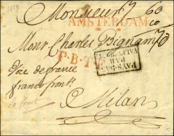 Marque Postale Rouge AMSTERDAM Sur Lettre Avec Texte Daté D'Amsterdam Pour Milan. Marque D'entrée... - Otros & Sin Clasificación