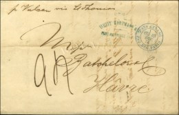 Càd Bleu PAYS ETRANG. / PAQ. REG. PARIS Sur Lettre De Port Aux Princes Pour Le Havre, Taxe 24. 1874. - SUP.... - Poste Maritime