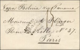 Lettre De Valparaiso Pour Paris, Taxe Tampon 15 (tarif Pour Sac Clos), Griffe PANAMA / TRANSIT, Au Verso Càd... - Poste Maritime