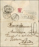 Lettre D'Orizaba Pour Tarare Via Vera Cruz, Au Verso Très Rare Cachet CORREOS / FRANCO / ORIZABA (paiement... - Poste Maritime