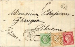 Ancre / N° 53 + 57 + 59 Càd Octo 1 Mexique 1 Sur Lettre Pour Libourne. 1875. Bel Affranchissement... - Poste Maritime