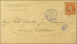 Ancre Violette / N° 23 Càd Violet LIGNE V / PAQ. FR. N° 1 Sur Lettre De Marseille Pour Messine.... - Schiffspost