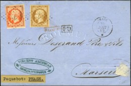 Ancre / N° 13 + 16 Càd PHASE / * Sur Lettre De Constantinople Pour Marseille. 1859. - TB / SUP. - Correo Marítimo