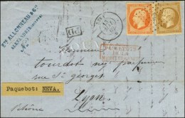 Ancre / N° 13 + 16 Càd NEVA / * Sur Lettre D'Alexandrie Pour Lyon. 1862. - SUP / R. - Correo Marítimo