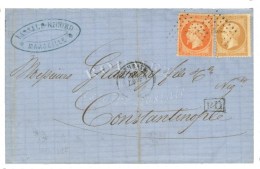 Ancre / N° 21 + N° 24 Càd EUPHRATE  / * Sur Lettre De Marseille Pour Constantinople. 1864. - TB. - Poste Maritime