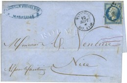 PC Du GC 2656 (Nice) / N° 22 Càd MARSEILLE / BAT A VAP Sur Lettre De Marseille Pour Nice. 1869. - TB. - Poste Maritime