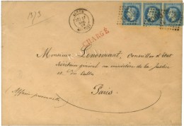 GC 5005 / N° 29 Bande De 3 (1 Ex Infime Def) Càd ALGER / ALGERIE Sur Lettre Chargée. 1868. - TB. ... - Autres & Non Classés