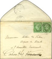 Càd T 17 BESANCON (24) 3 JANV. 72 / N° 20 Paire Sur Enveloppe Carte De Visite Adressée à... - 1849-1876: Classic Period