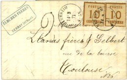 Càd SENHEIM / Als. N° 5 (2) Sur Lettre Pour Toulouse, Taxe Tampon 2. 1871. - SUP. - Lettres & Documents