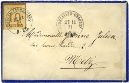 Càd COURCELLES-CHAUSSY / Als. N° 5 Sur Lettre Pour Metz. 1871. - TB / SUP. - Briefe U. Dokumente