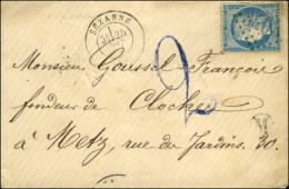 GC 3403 / N° 60 Càd T 17 CEZANNE (49) Sur Lettre Pour Metz, Taxe Tampon 2 Bleue. 1871. - TB. - Guerre De 1870