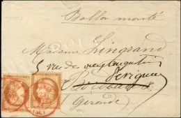 Càd Rouge PARIS (SC) 23 JANV. 71 / N° 36 (2) Sur Lettre Pour Bordeaux Réexpédiée... - Guerra De 1870
