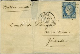 Etoile 11 / N° 37 Càd PARIS / R. ST HONORE 15 NOV. 70 Sur Lettre Sans Texte Pour Arcachon (Gironde).... - War 1870