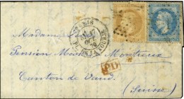 Etoile 1 / N° 28 + 29 Càd PARIS / PL. DE LA BOURSE 17 OCT. 70 Sur Lettre Pour Montreux (Suisse). Au... - Guerre De 1870