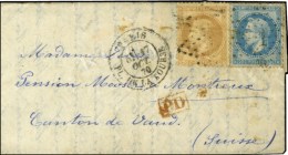 Etoile 1 / N° 28 + 29 Càd PARIS / PL. DE LA BOURSE 17 OCT. 70 Sur Lettre Pour Montreux (Suisse). Au... - War 1870