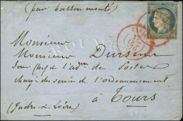 Càd Rouge PARIS (SC) 17 OCT. 70 (2 Frappes) / N° 37 Sur Lettre Sans Texte Pour Le ''Sous-chef De L'admon... - War 1870