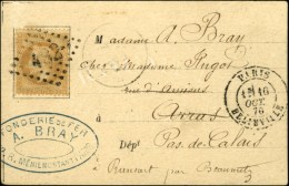 GC 432 / N° 28 Càd PARIS / BELLEVILLE 16 OCT. 70 Sur Carte Pour Arras Avec Càd D'arrivée... - War 1870