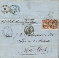 Càd T 17 LE HAVRE (74) / N° 67 Paire Sur Lettre Pour New-York. 1878. - TB. - R. - 1876-1878 Sage (Type I)