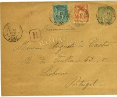 Càd CHATEAU THIERRY / AISNE Sur Entier 5c + N° 75 + 94, Recommandé Pour Le Portugal. 1894. - TB /... - 1876-1878 Sage (Typ I)