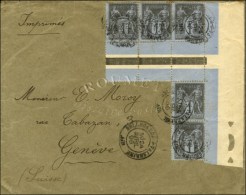 Càd BELLEGARDE-S-VALSERINE / AIN / N° 83 Bloc De 5 Avec Interpanneaux Sur Imprimé Pour... - 1876-1878 Sage (Typ I)