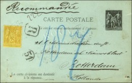 Càd PARIS / R. LAFAYETTE Sur Entier CP à 10c + N° 92, Recommandé Pour Rotterdam. 1886. -... - 1876-1878 Sage (Type I)