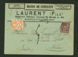 Càd MARSEILLE / ETRANGER / N° 97 Sur Lettre Insuffisamment Affranchie Pour Milan Taxe Tampon 5 + Timbre... - 1876-1878 Sage (Type I)