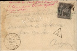 N° 89 Obl à Côté Càd DECAZEVILLE / AVEYRON Sur Lettre Taxée Pour Timbre Ayant... - 1876-1878 Sage (Type I)