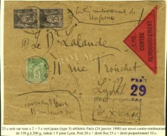Càd PARIS / N° 97 (2) + 102 Sur Devant D'envoi Contre Remboursement Avec étiquette Rouge... - 1876-1878 Sage (Type I)