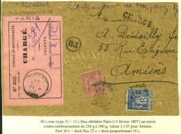 Càd PARIS / N°90 + 98 Sur Devant D'envoi Contre Remboursement De 250 à 300g Avec étiquette... - 1876-1878 Sage (Type I)