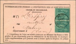 Càd T 18 MELUN / SEINE-ET-MARNE / N° 75 Paire Sur Avis De Réception (formule N° 103).... - 1876-1878 Sage (Type I)