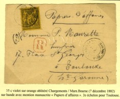 Càd CHARGEMENTS / MARS. BOURSE / N° 93 Sur Papiers D'affaires Recommandés Au 2ème... - 1876-1878 Sage (Type I)