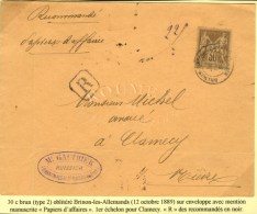 Càd BRINON LES ALLEMANDS / NIEVRE / N° 80 Sur Papiers D'affaires Recommandés 1er échelon.... - 1876-1878 Sage (Typ I)