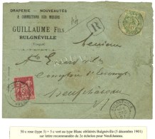 Càd BULGNEVILLE / N° 104 + 111 Sur Lettre Recommandée Au 2ème échelon. 1901. - TB. ... - 1876-1878 Sage (Type I)