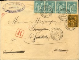 Càd T 18 CHATf-LA FORÊT / Hte-VIENNE / N° 75 Bande De 4 + N° 93 Sur Lettre Recommandée... - 1876-1878 Sage (Type I)