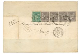 Càd T 18 BERNAY DE L'EURE / EURE / N° 75 + N° 77 (4) Sur Lettre Recommandée Au 1er... - 1876-1878 Sage (Typ I)