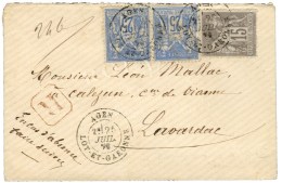 Càd T 18 AGEN / LOT-ET-GARONNE / N° 77 + N° 78 Paire (pd) Sur Lettre Recommandée. 1878. - TB.... - 1876-1878 Sage (Type I)