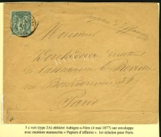 Càd AUBIGNY-S-NERE / CHER / N° 64 Sur Papiers D'affaires Au 1er échelon. 1877. - TB / SUP. - 1876-1878 Sage (Typ I)